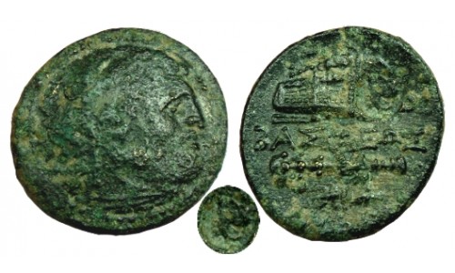 Macedon, Alexander III (the Great). 336-323 BC.  AE 21mm - Lion Countermark