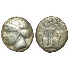 Ionia, Kolophon. 390-350 BC.  AR Diobol