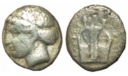 Ionia, Kolophon. 390-350 BC.  AR Diobol