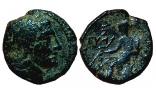Seleukid Kindgom, Antiochos II Theos, 261-246 BC.  AE 16mm - rare EY monogram