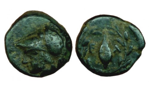 Aiolis, Elaia. ca 350-300 BC. AE 10mm