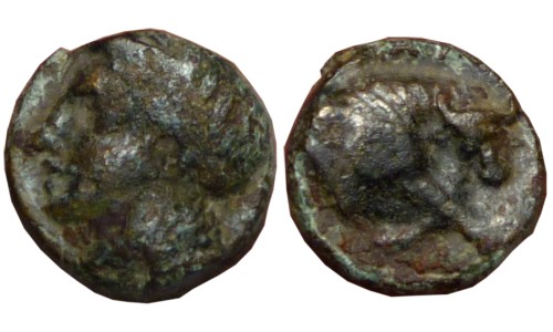 Ionia, Magnesia. ca 4th century BC. AE 8mm - Scarce Early Type