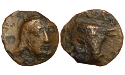 Aiolis, Larisa Phrikonis. 4th century BC. AE 10mm - Rare Mint & Type