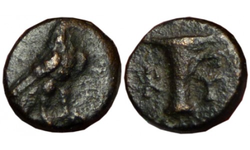 Aiolis, Kyme. ca 350 BC. AE 9mm 