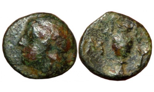 Aiolis, Myrina. ca 300 BC. AE 9mm 