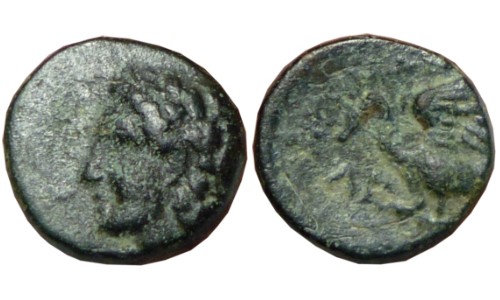 Ionia, Leukai. ca 350-300 BC. AE 10mm - Rare Mint & Unpublished with Magistrate