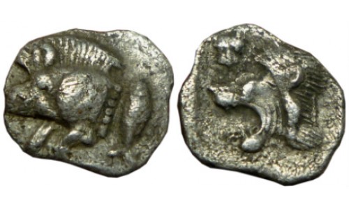 Mysia, Kyzikos. ca 500-450 BC. AR Hemiobol