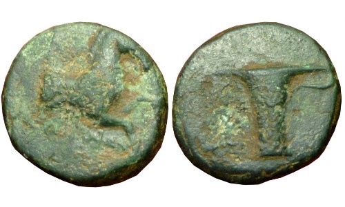 Aiolis, Kyme. ca 4th-3rd century BC. AE 15mm 